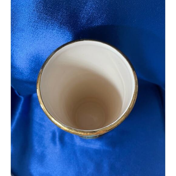 Unique Porcelain Black and Gold Vase with Country Picture - Picture 6 of 7